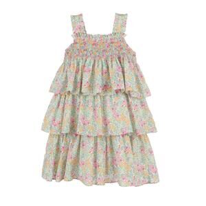 NEW LULI & ME girl's smock ruffles dress in garden